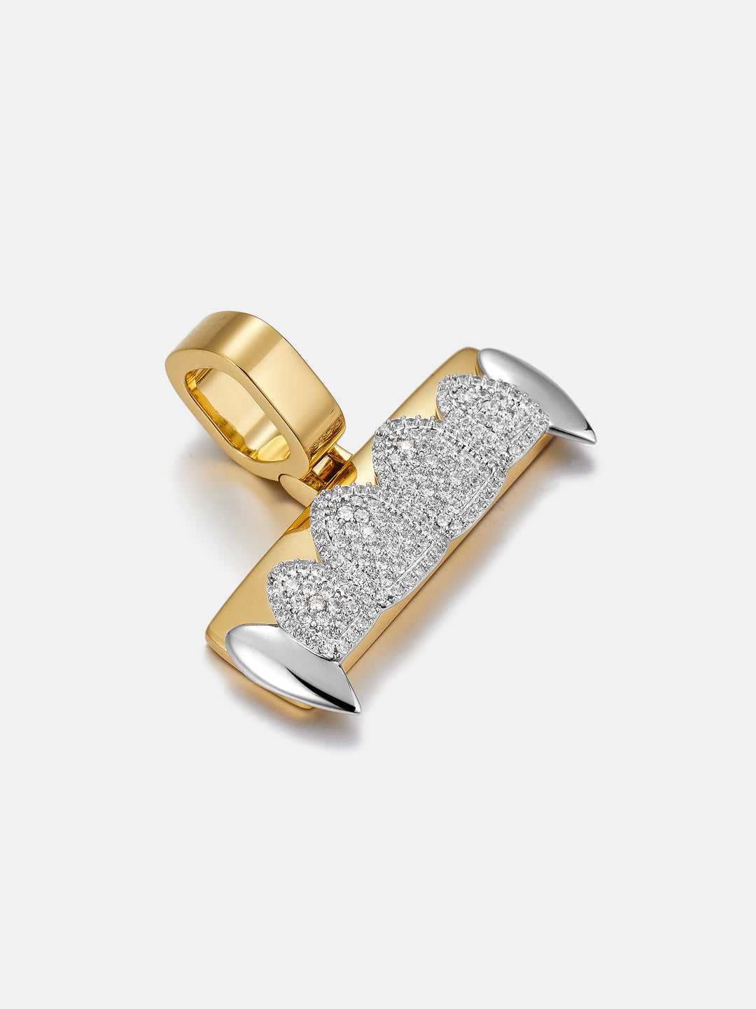 Moissanite Iced Out Two-Tone Fangs Grillz Pendant