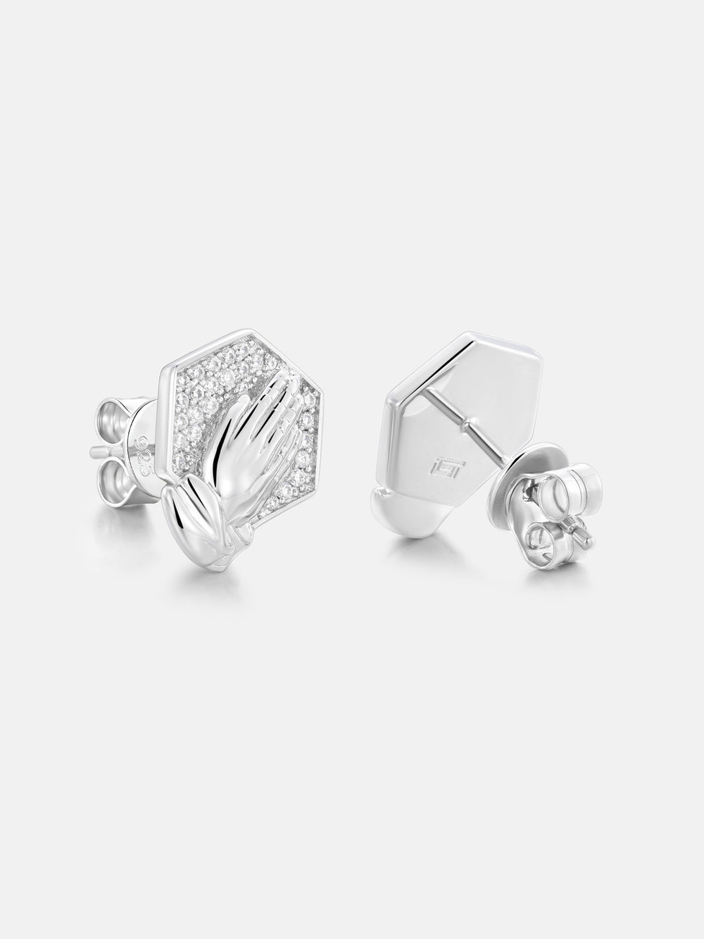 Moissanite Iced Praying Hands Stud Earrings - ICEGIANT