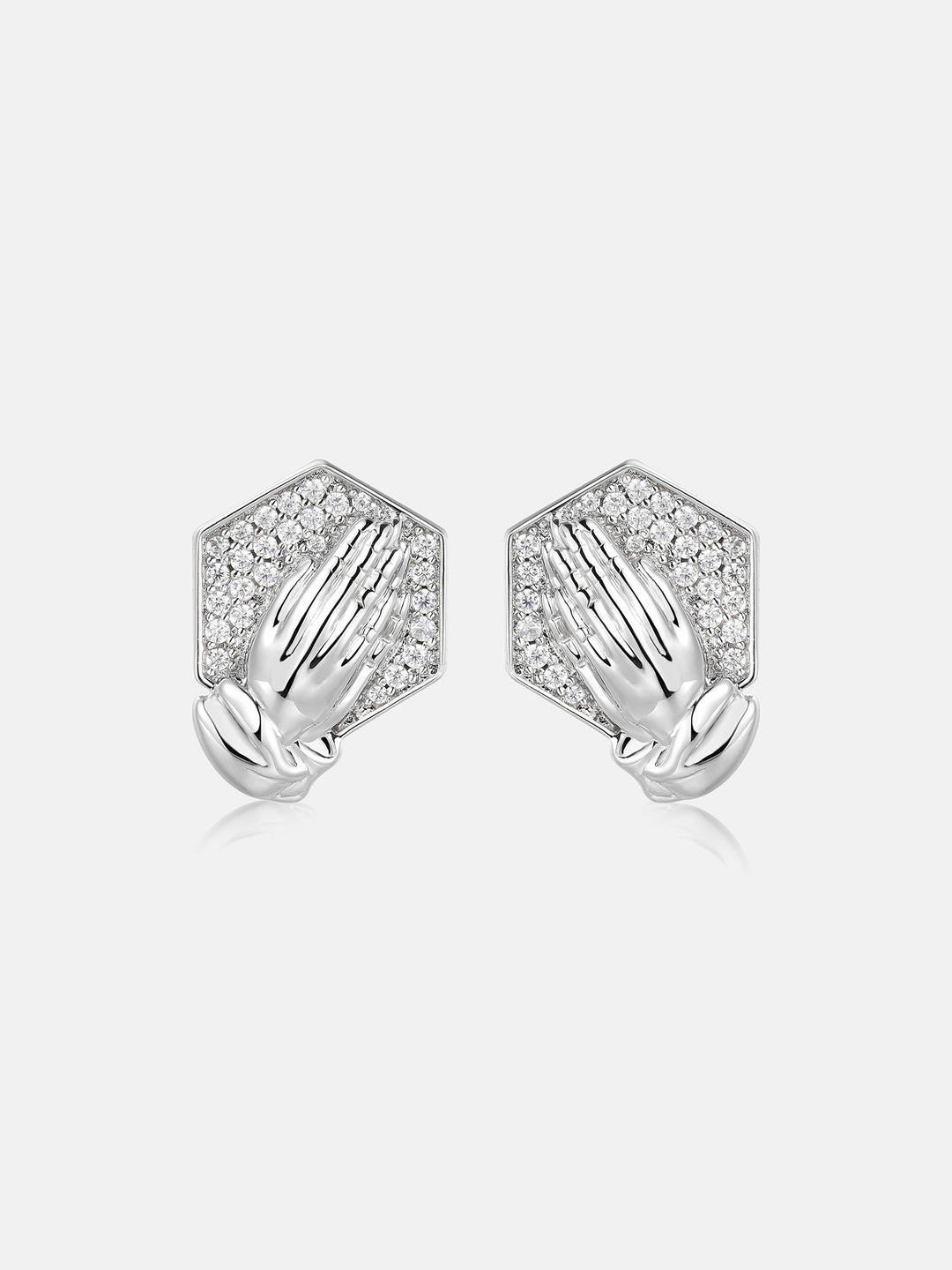Moissanite Iced Praying Hands Stud Earrings - ICEGIANT