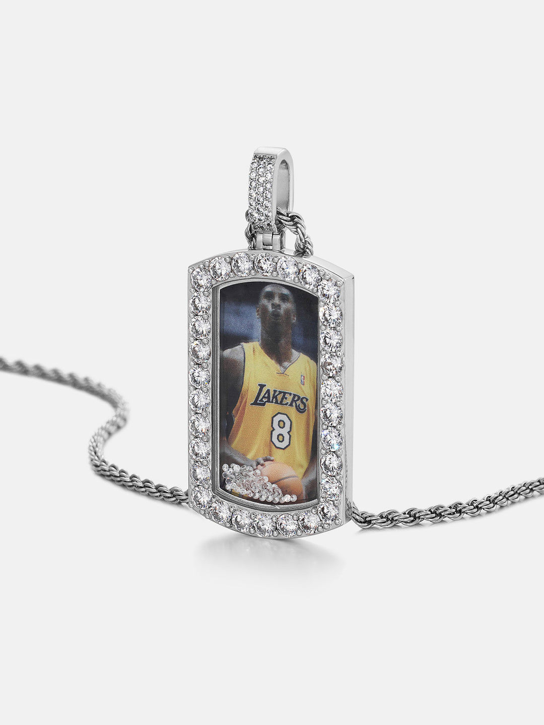 Moissanite Icy-Filled Rectangle Photo Pendant