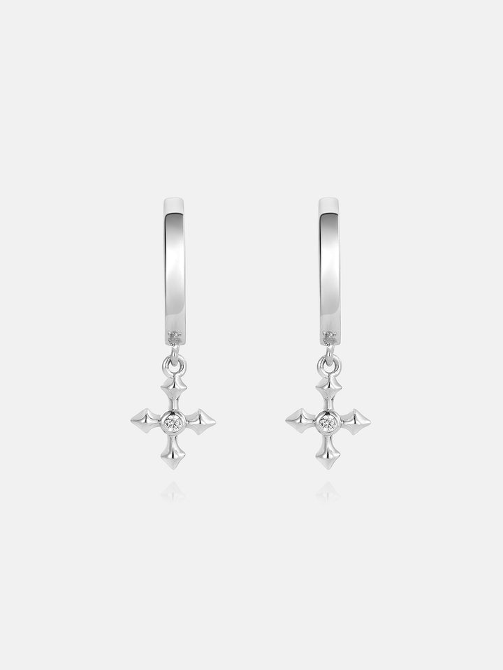 Moissanite Mirco Arrow Cross Hoop Earrings