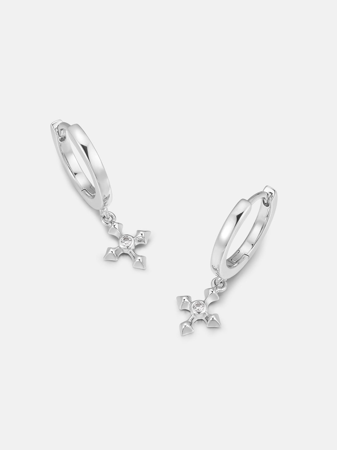 Moissanite Mirco Arrow Cross Hoop Earrings