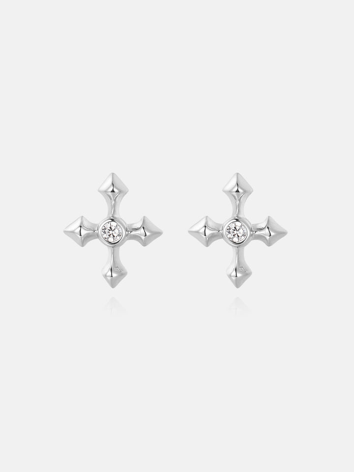 Moissanite Mirco Arrow Cross Stud Earrings