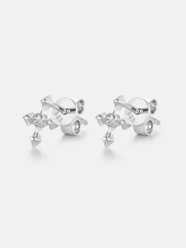 Moissanite Mirco Arrow Cross Stud Earrings