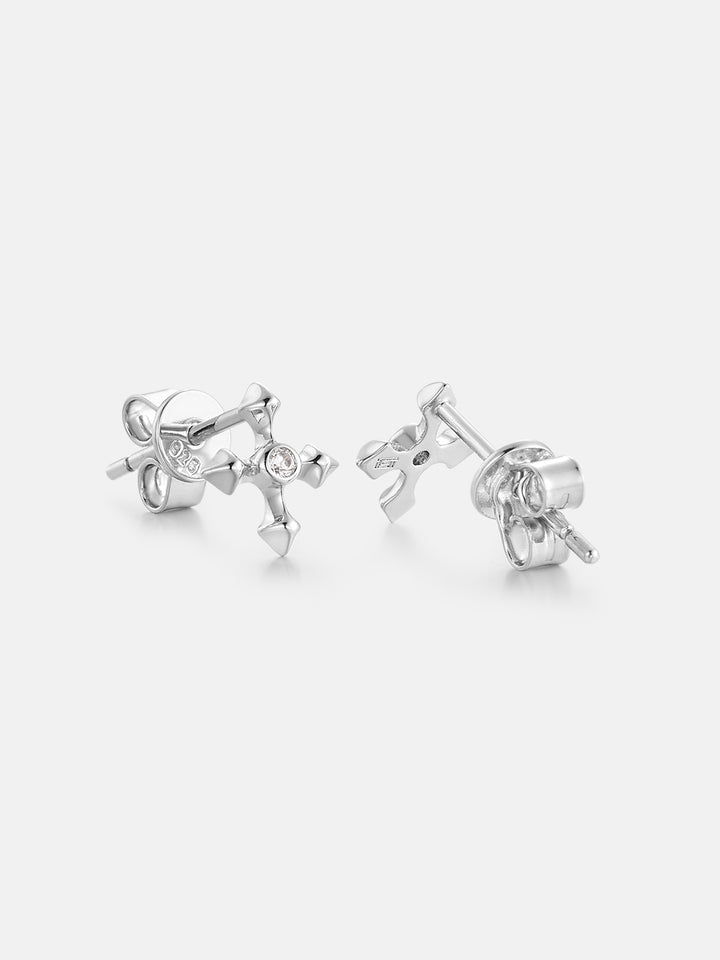 Moissanite Mirco Arrow Cross Stud Earrings