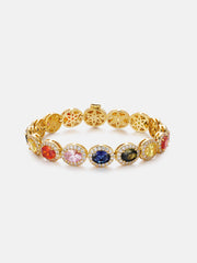 Moissanite Multi-color Oval Gem Bracelet