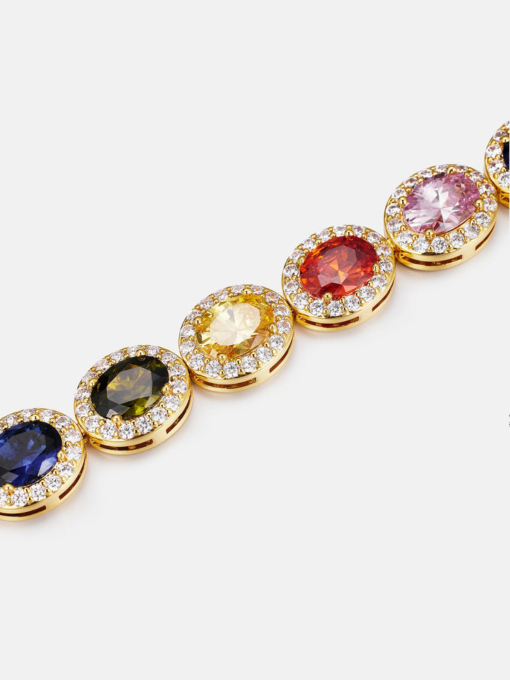 Moissanite Multi-color Oval Gem Bracelet