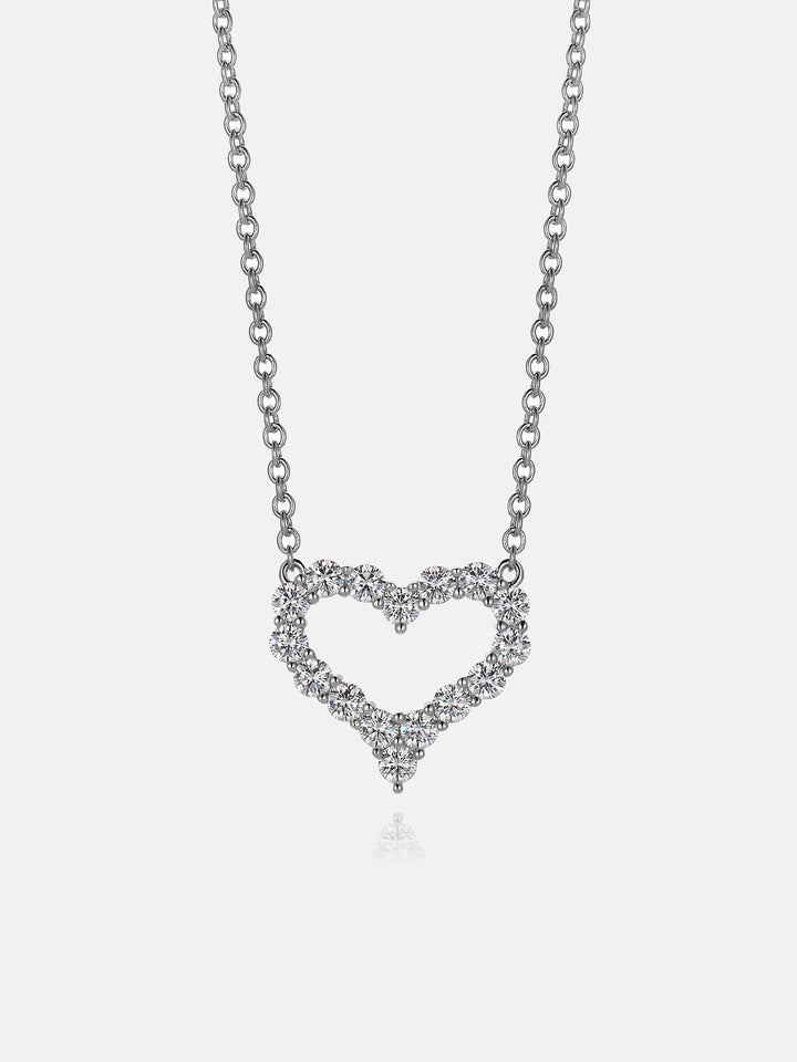 Moissanite Open Heart Adjustable Necklace
