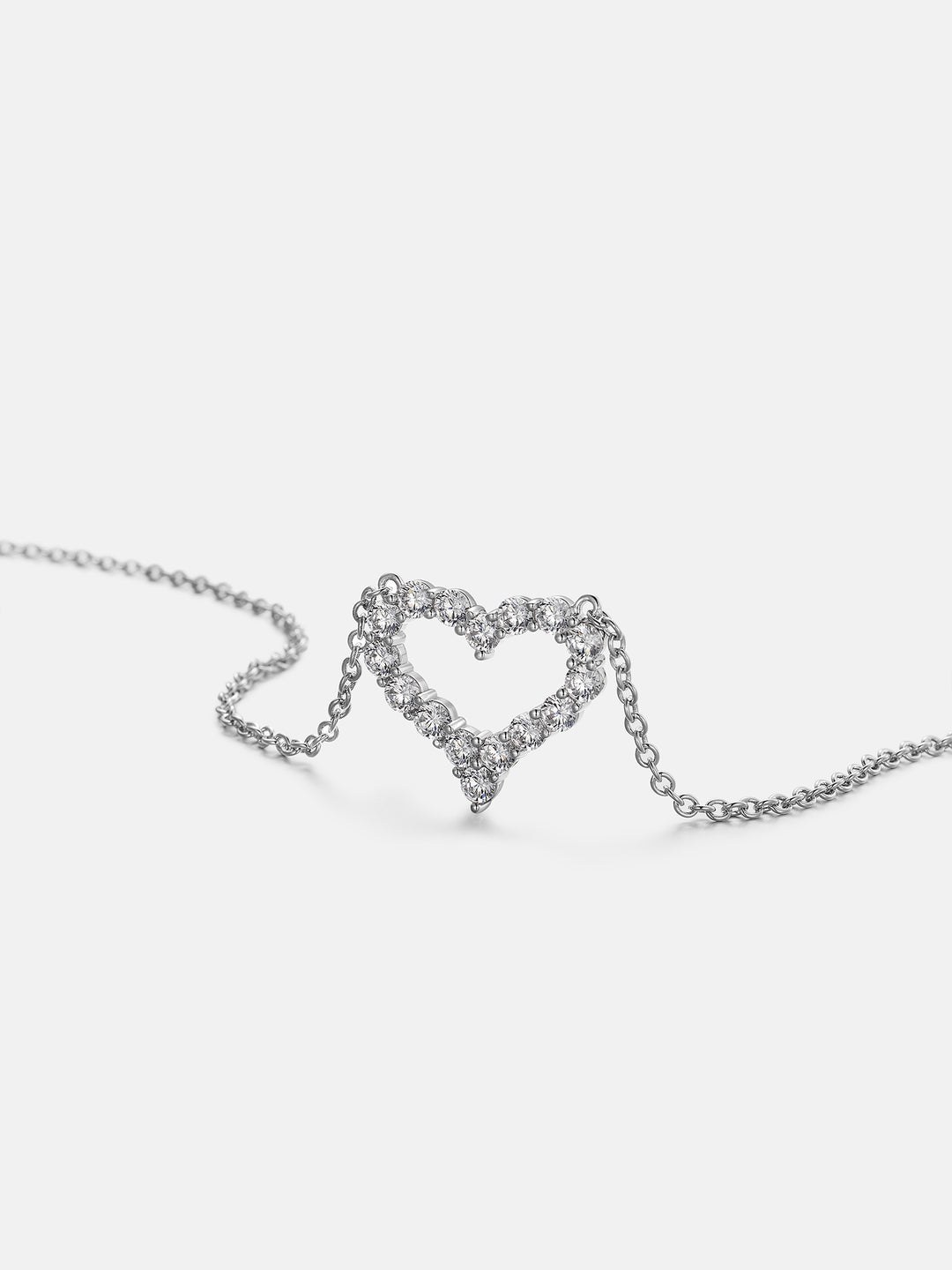 Moissanite Open Heart Adjustable Necklace