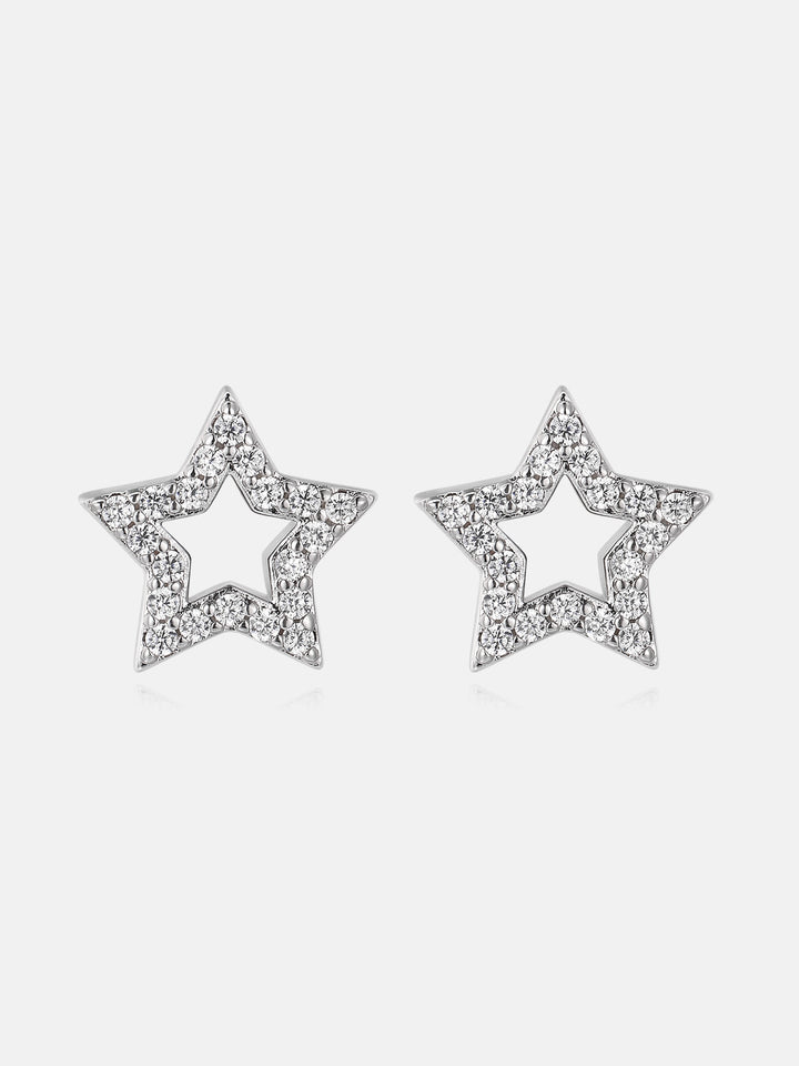 Moissanite Pavé Open Star Stud Earrings