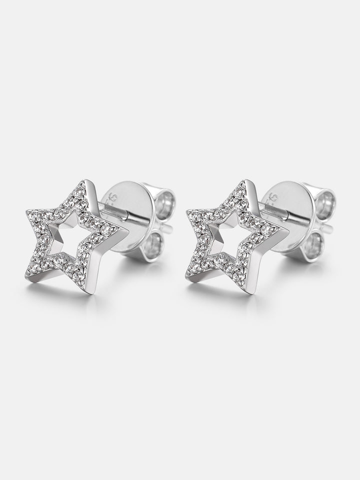 Moissanite Pavé Open Star Stud Earrings