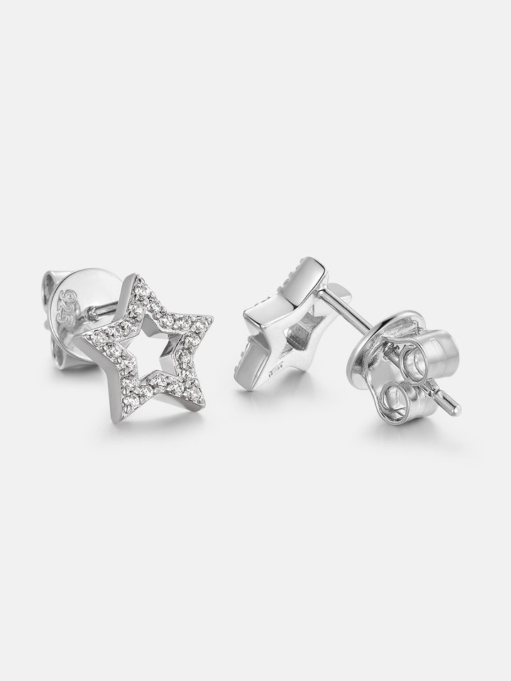 Moissanite Pavé Open Star Stud Earrings