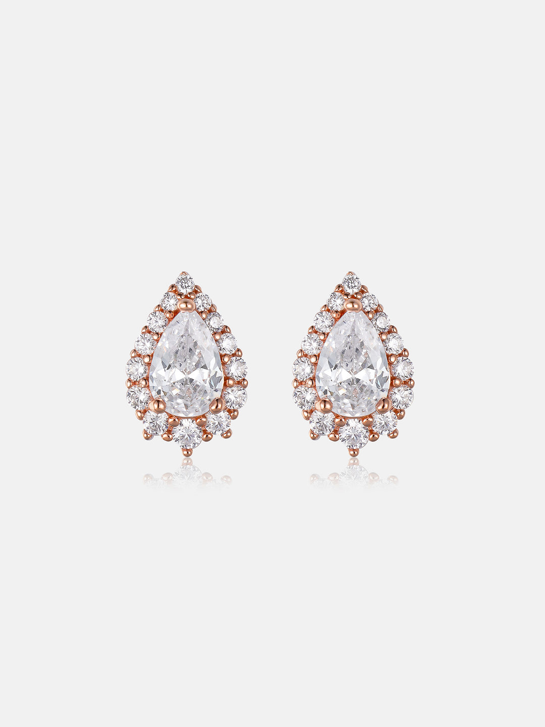 Moissanite Pear Cut Halo Stud Earrings