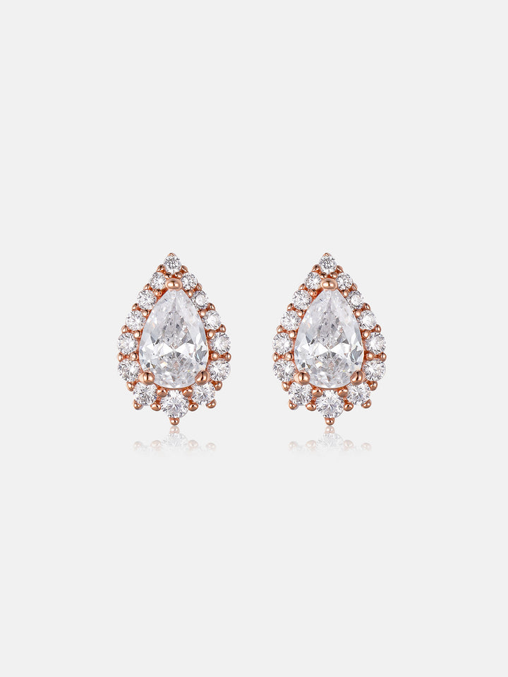 Moissanite Pear Cut Halo Stud Earrings