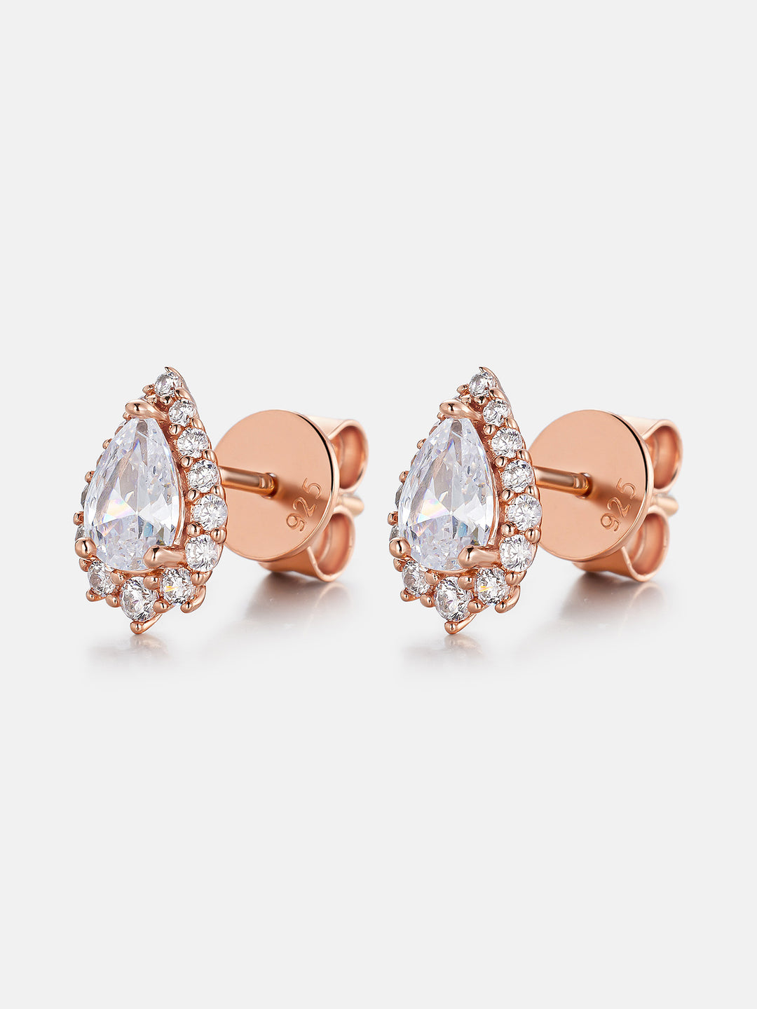 Moissanite Pear Cut Halo Stud Earrings
