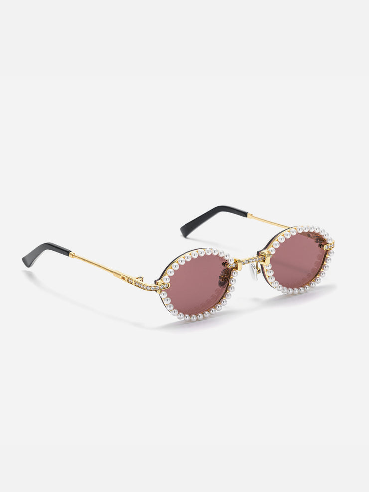 Moissanite Pearl Oval Sunglasses