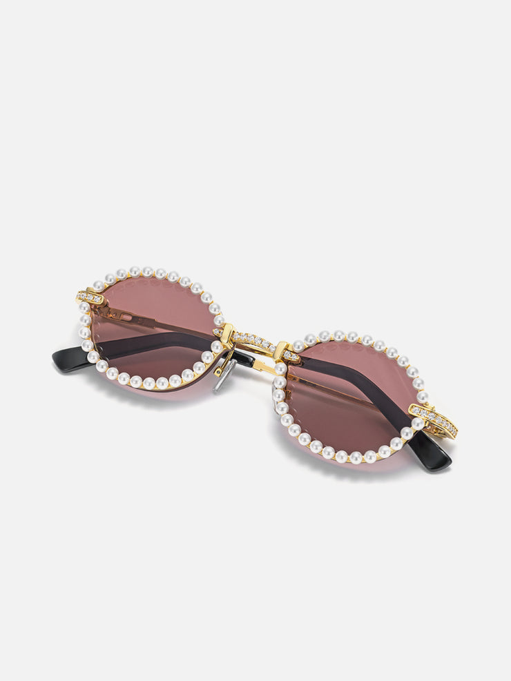 Moissanite Pearl Oval Sunglasses