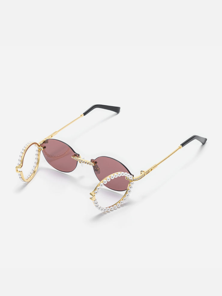 Moissanite Pearl Oval Sunglasses