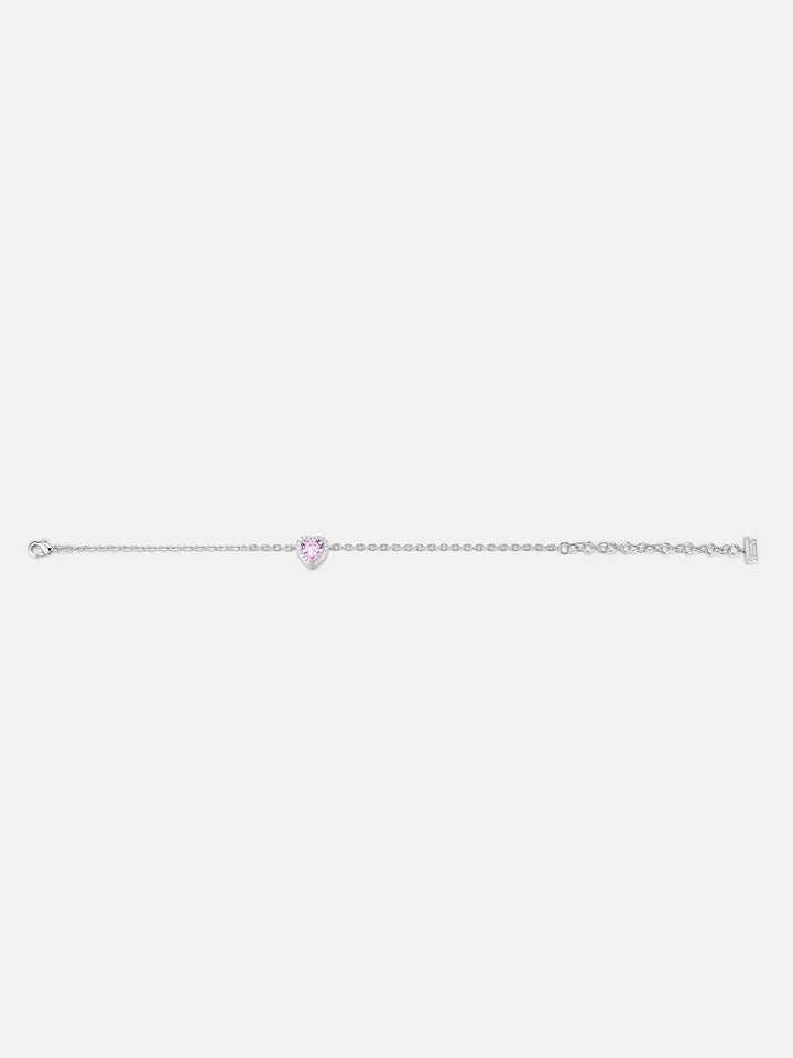 Moissanite Pink Gem Heart Shape Adjustable Bracelet