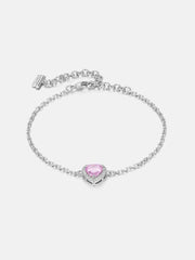 Moissanite Pink Gem Heart Shape Adjustable Bracelet