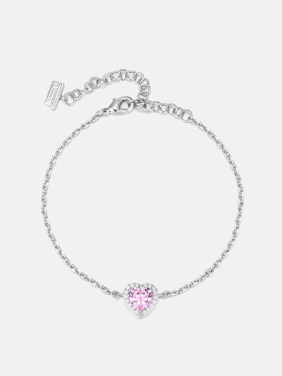 Moissanite Pink Gem Heart Shape Adjustable Bracelet