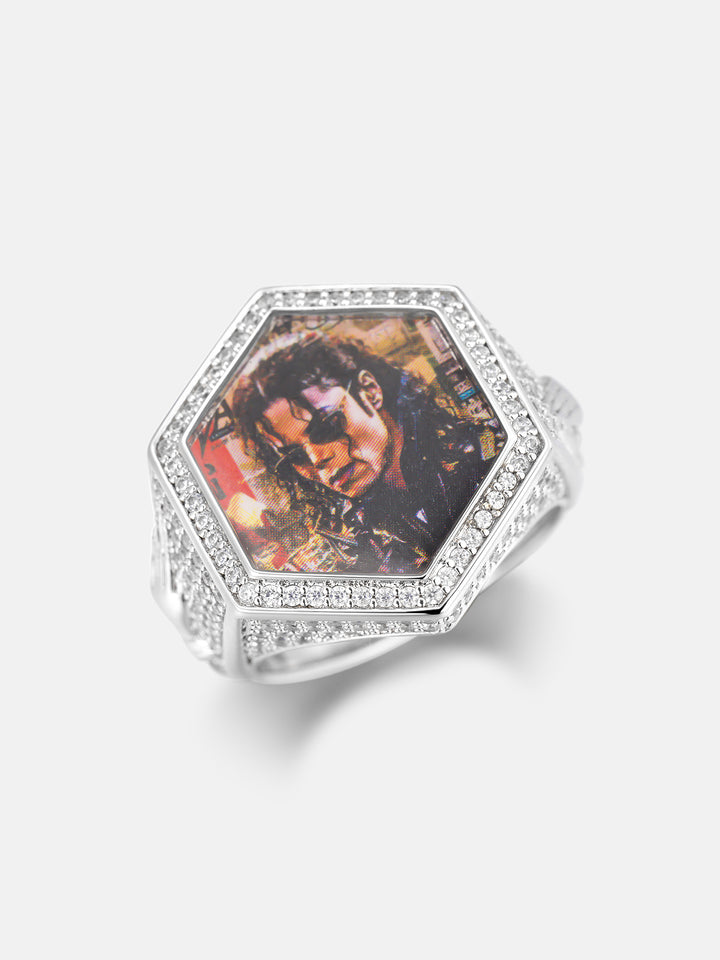 Moissanite Praying Hands Hexagon Photo Ring