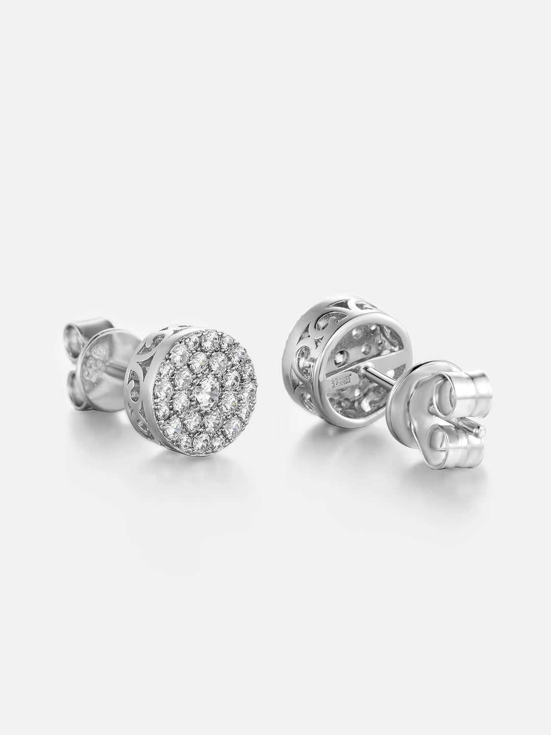 Moissanite Round Cut Halo Cluster Earrings