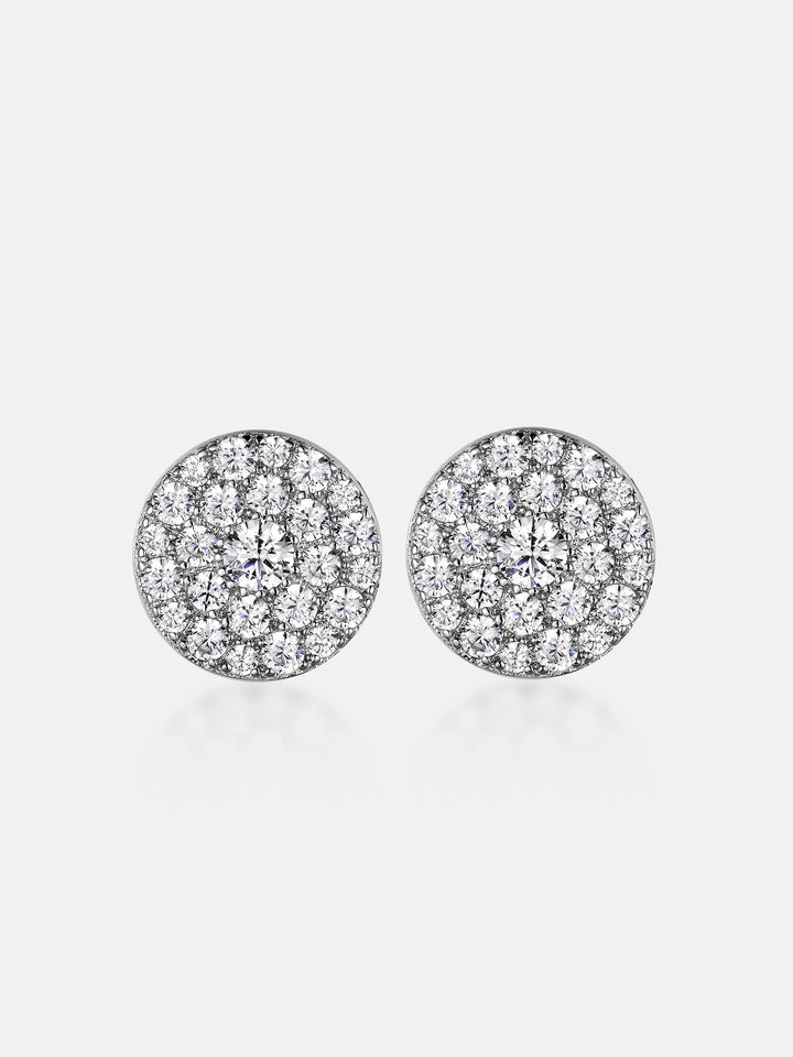 Moissanite Round Cut Halo Cluster Earrings