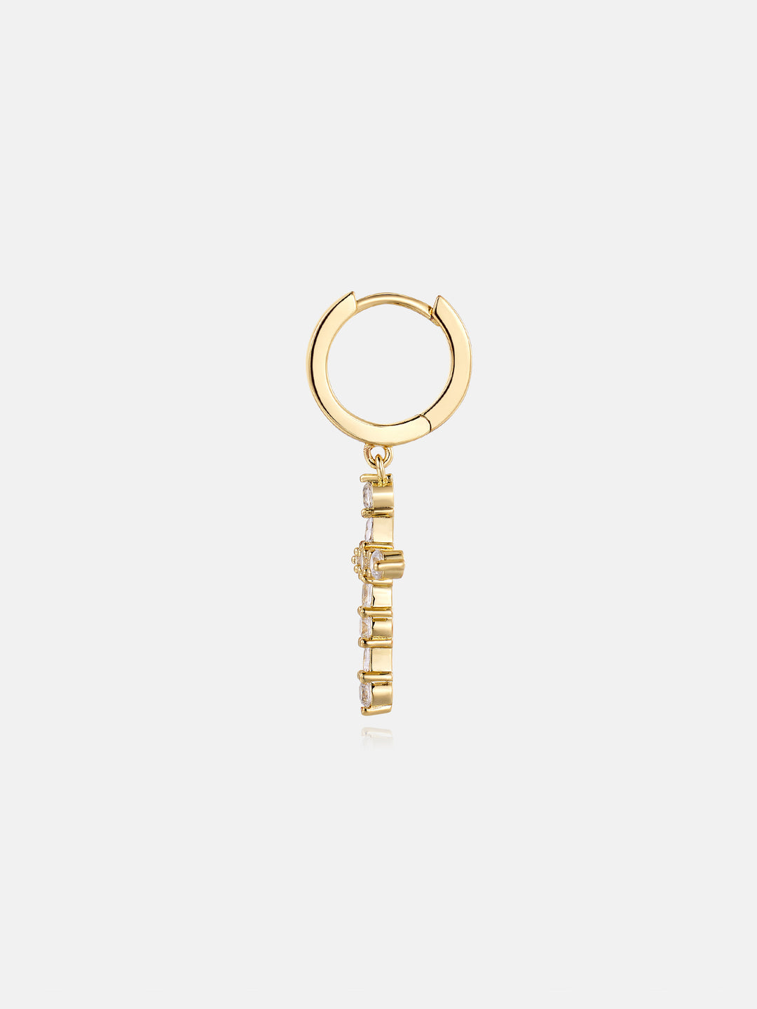 Moissanite Round & Baguette Cut Cross Hoop Earrings