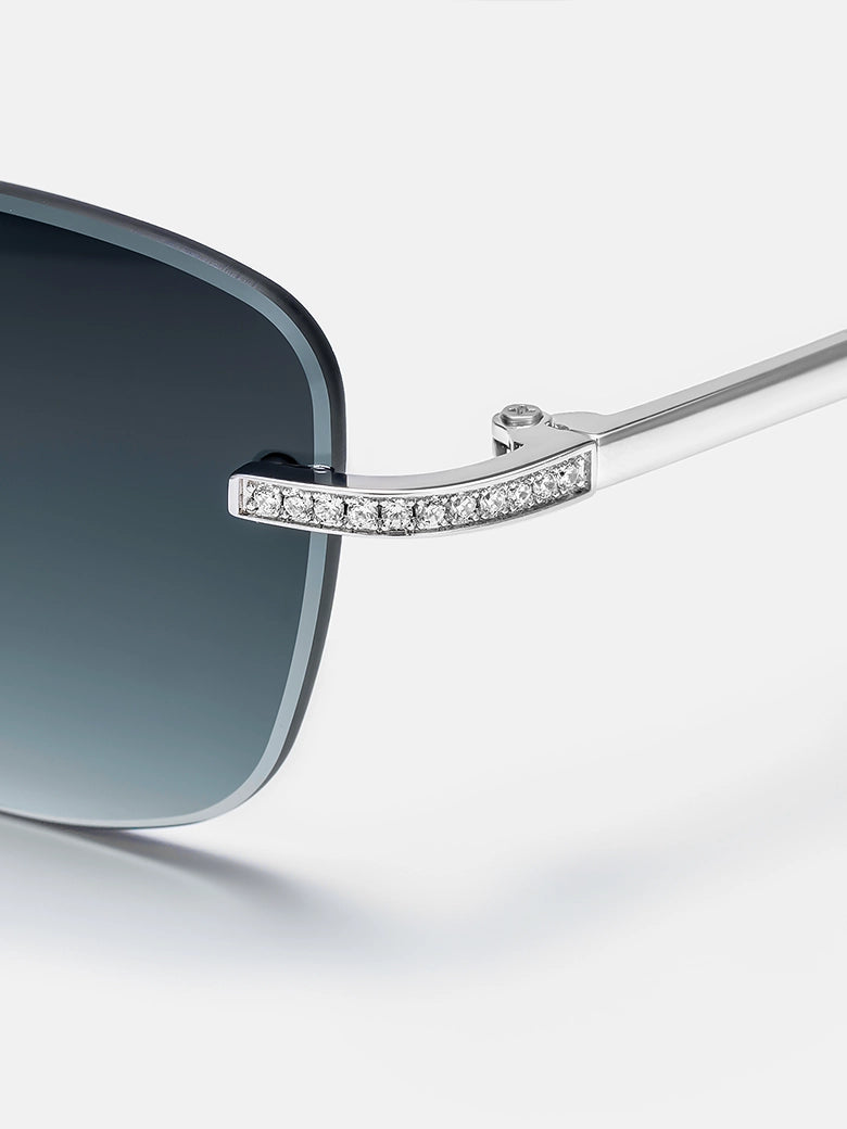 Moissanite Rounded Rectangle Sunglasses