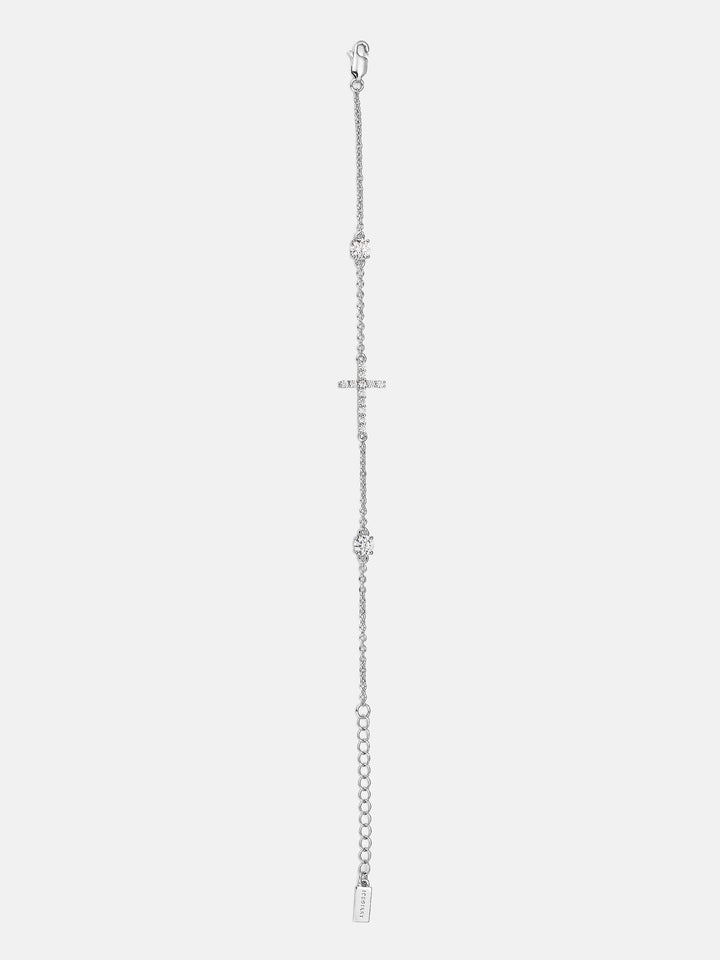 Moissanite Sideways Cross Bracelet