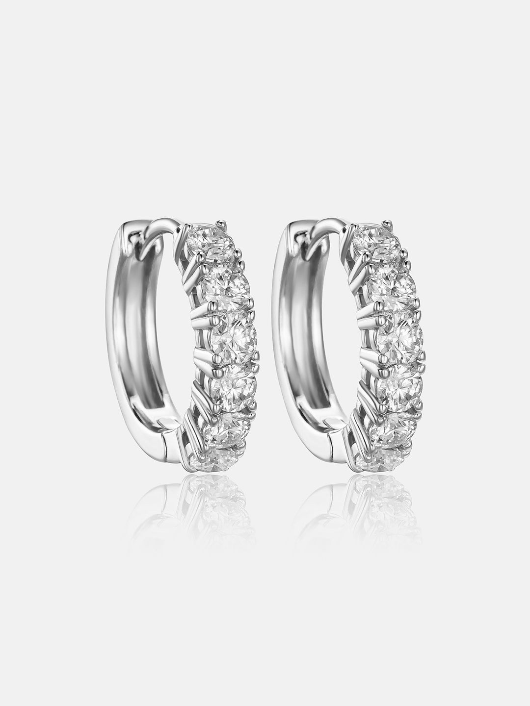 Moissanite Single Row Hoop Earrings-0.6CT Total