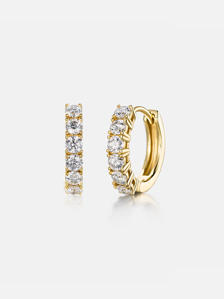 Moissanite Single Row Hoop Earrings-0.6CT Total