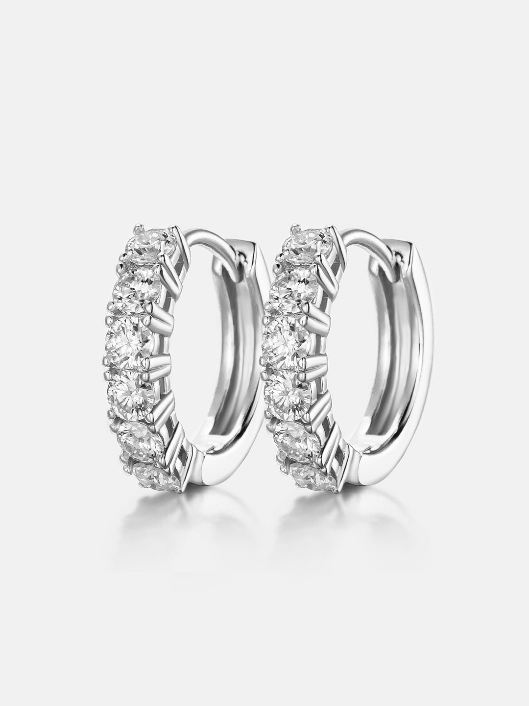 Moissanite Single Row Hoop Earrings-0.6CT Total