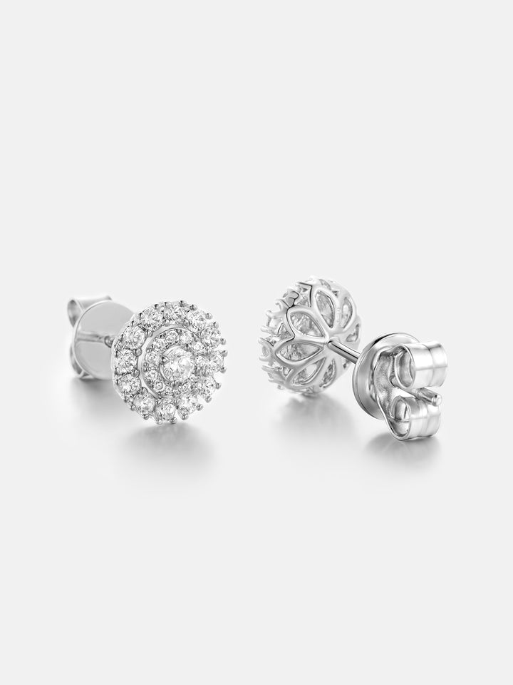 Moissanite Spiked Triple Layer Cluster Stud Earrings