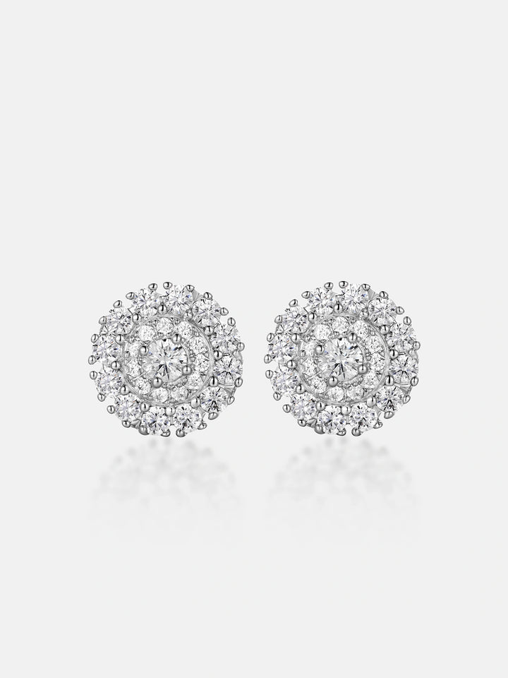 Moissanite Spiked Triple Layer Cluster Stud Earrings