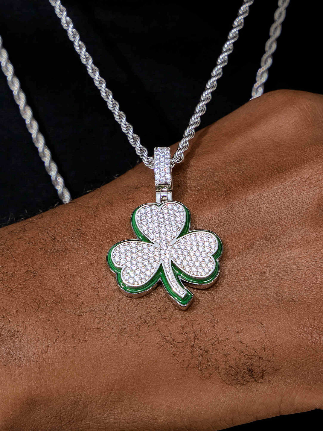 Moissanite Three Leaf Clover Pendant