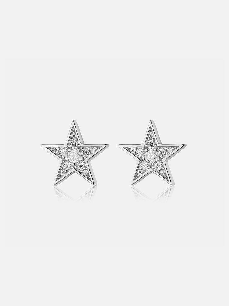 Moissanite Tiny Pentagram Earrings