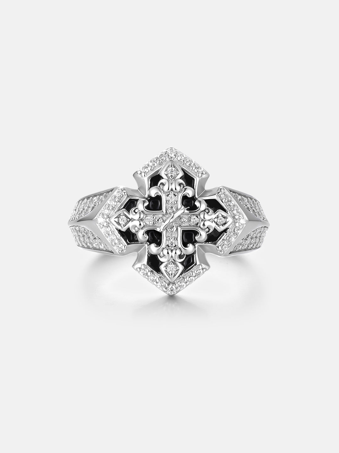 Moissanite Vintage Fleur De Lis Cross Statement Ring - ICEGIANT