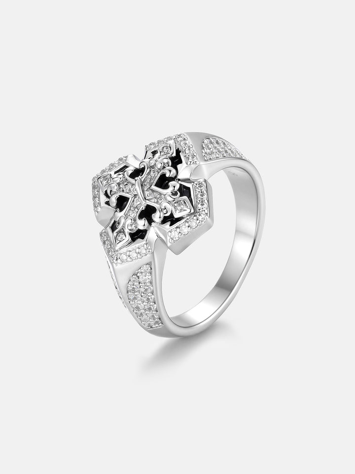 Moissanite Vintage Fleur De Lis Cross Statement Ring - ICEGIANT