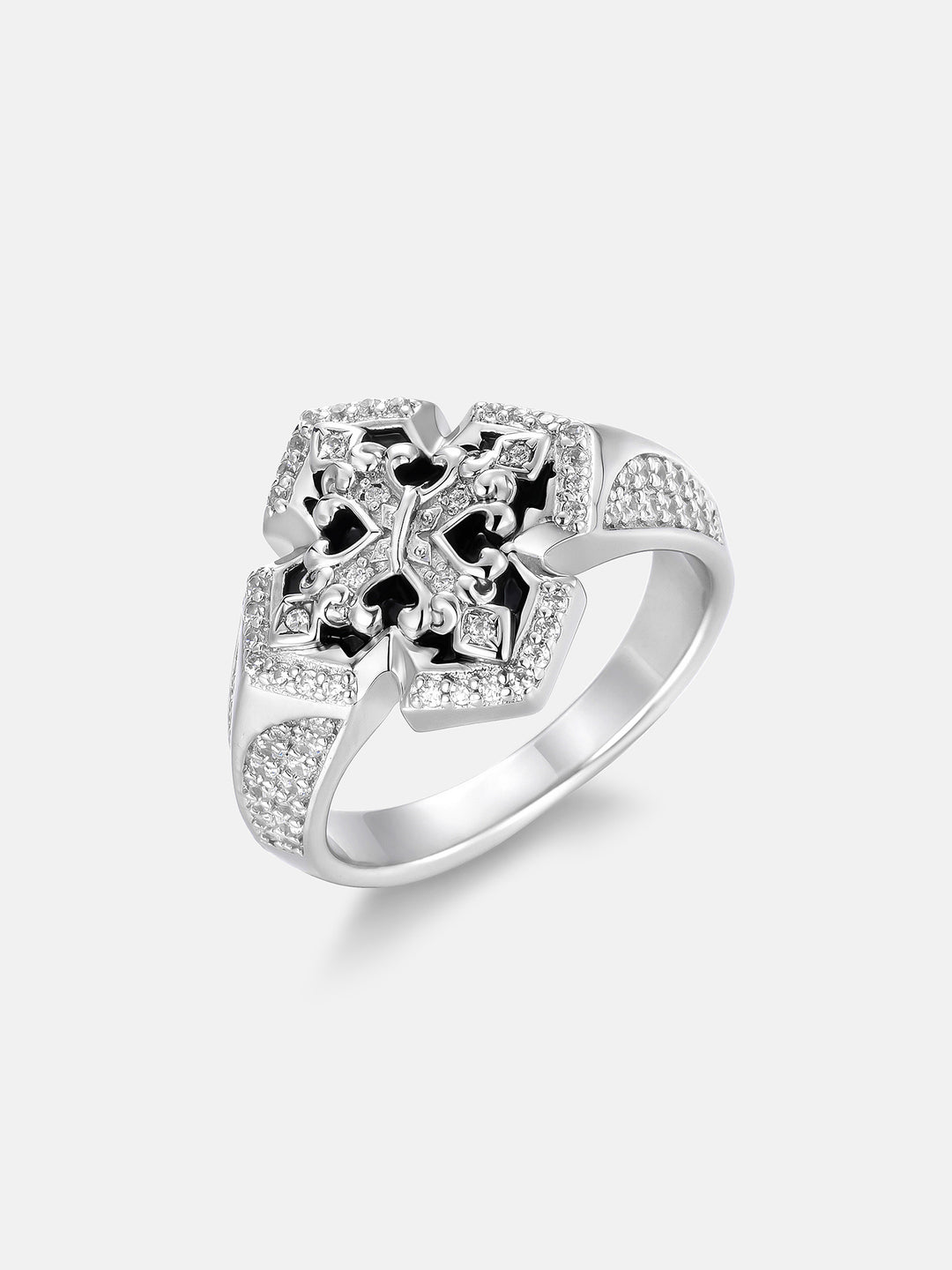 Moissanite Vintage Fleur De Lis Cross Statement Ring - ICEGIANT