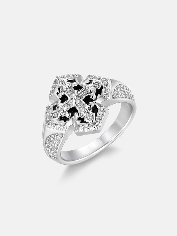 Moissanite Vintage Fleur De Lis Cross Statement Ring - ICEGIANT