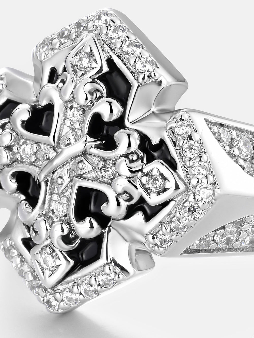 Moissanite Vintage Fleur De Lis Cross Statement Ring - ICEGIANT