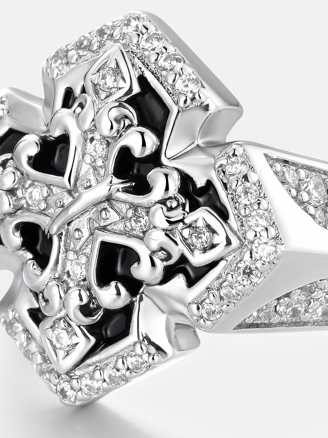 Moissanite Vintage Fleur De Lis Cross Statement Ring - ICEGIANT