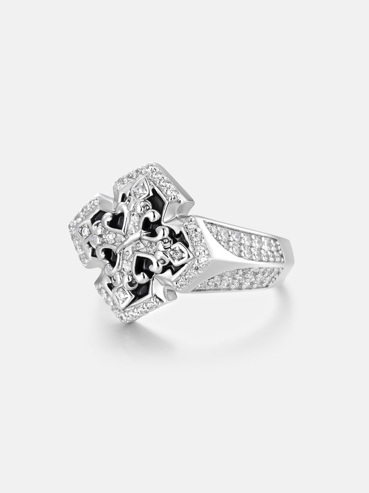 Moissanite Vintage Fleur De Lis Cross Statement Ring - ICEGIANT