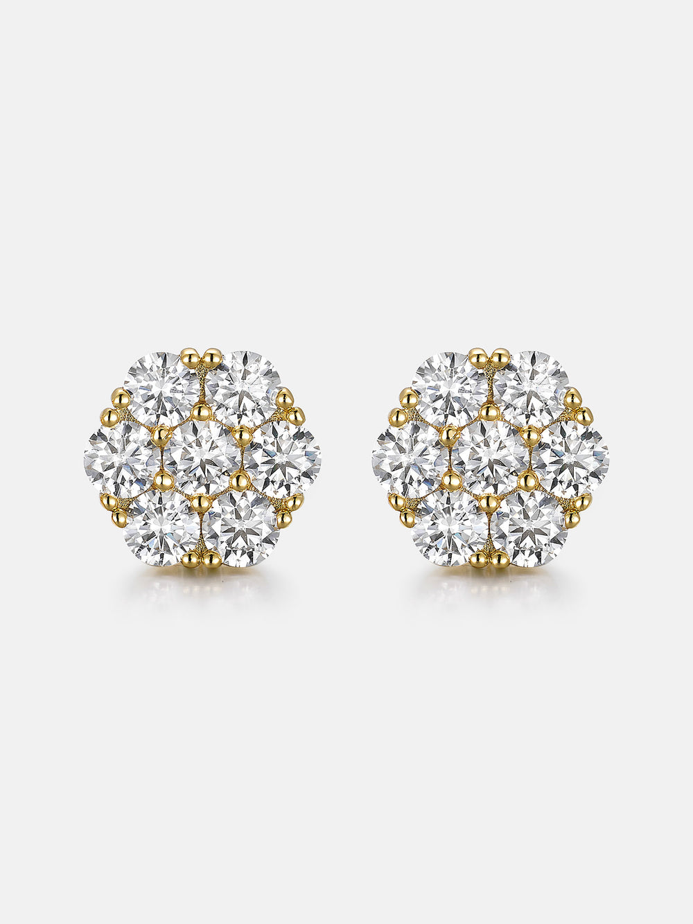 Moissanite Cluster Hexagon Earrings-4.2CT Total