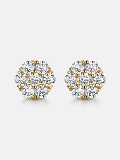 Moissanite Cluster Hexagon Earrings-4.2CT Total