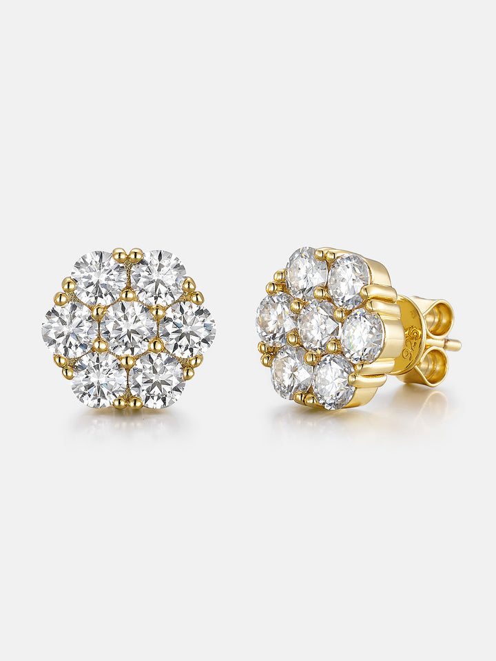 Moissanite Cluster Hexagon Earrings-4.2CT Total