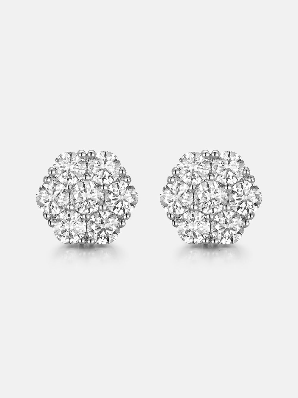 Moissanite Cluster Hexagon Earrings-4.2CT Total