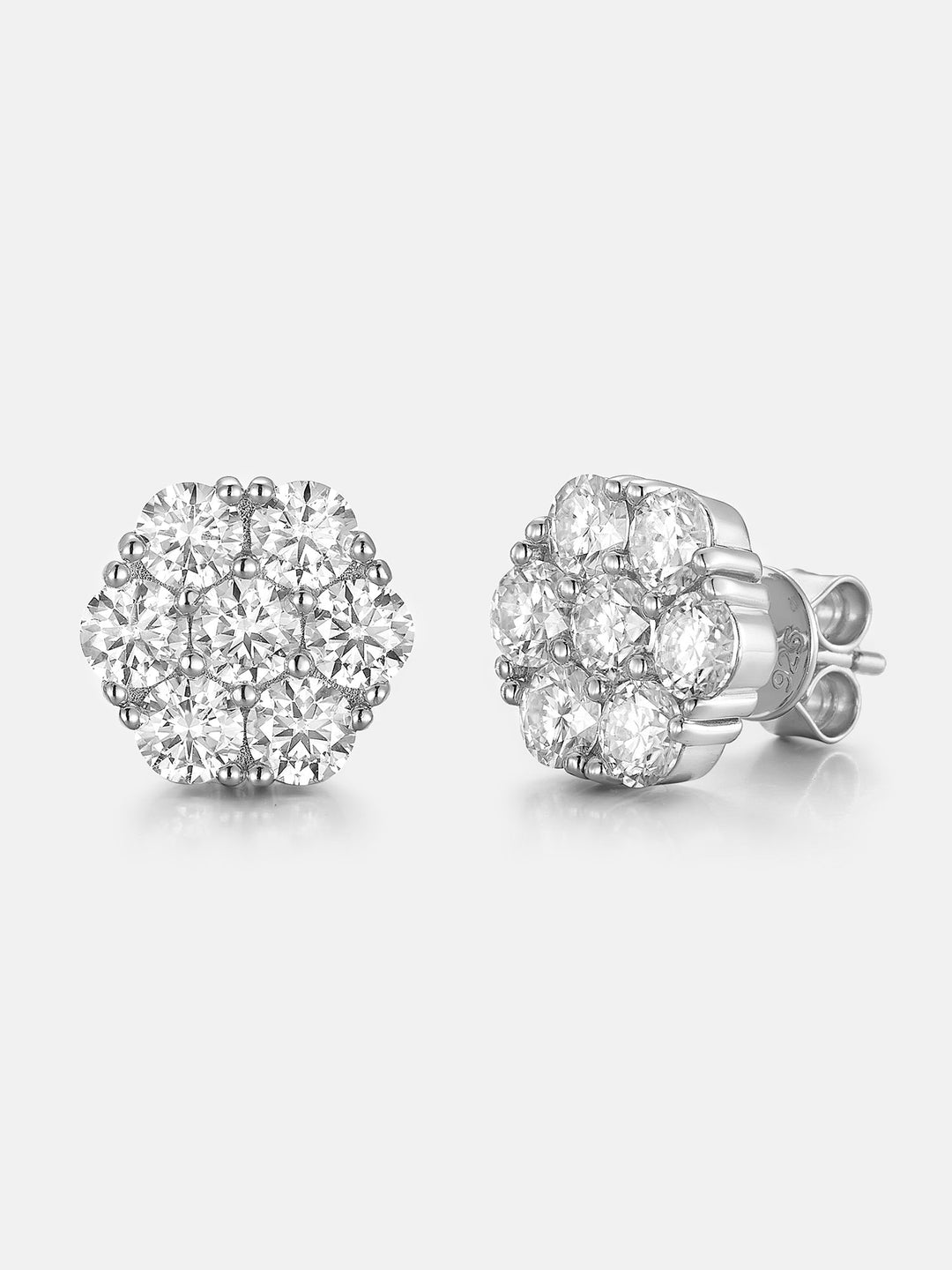 Moissanite Cluster Hexagon Earrings-4.2CT Total